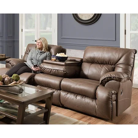 Power Reclining Sofa with Drop Down Table and USB Ports